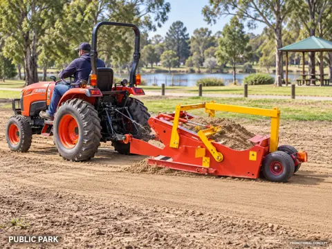Red Scraper Restores a Municipal Park Lawn — application concept