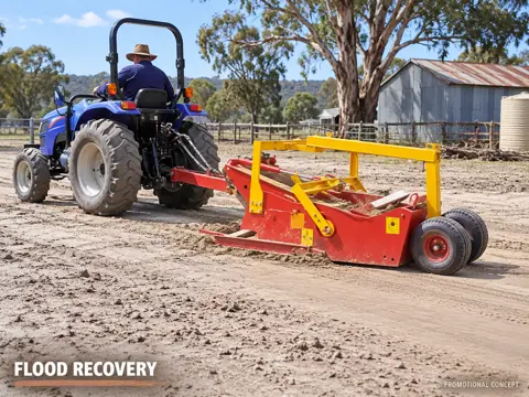 Compact Tractor Clearing Flood-Deposited Silt — application concept