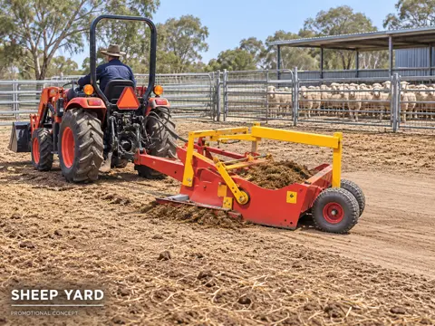 Tractor Scraper Cleans Australian Sheep Yard — application concept