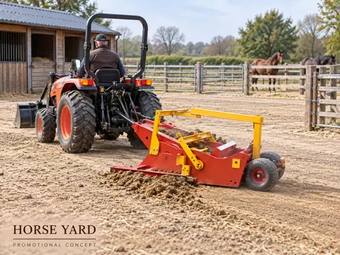 Horse Yard Cleanup with Red Scraper — application concept
